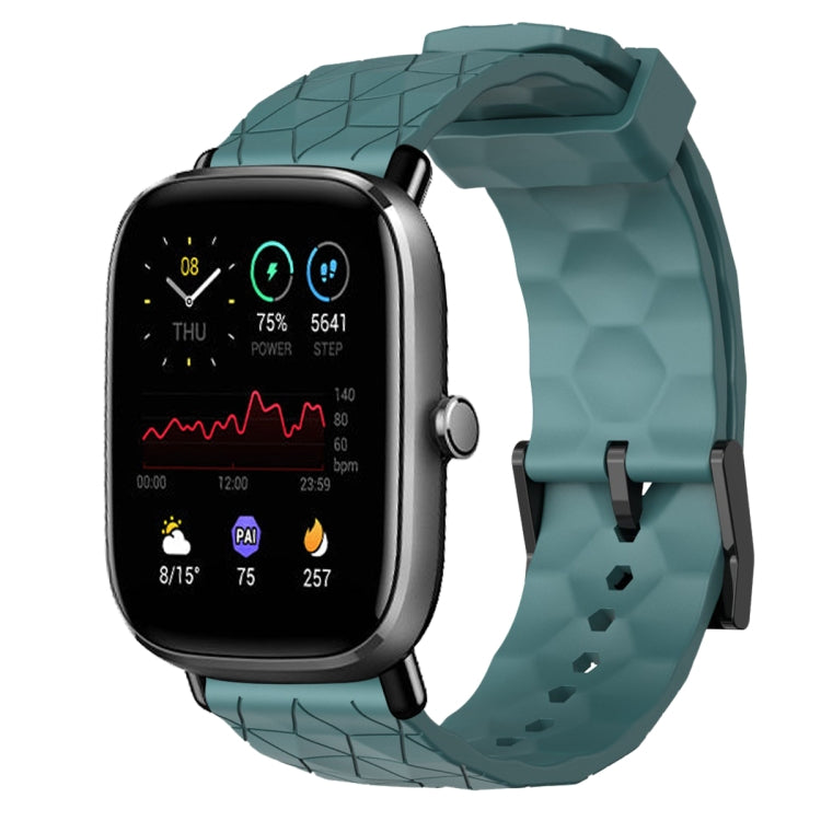 For Amazfit GTS 2 Mini 20mm Football Pattern Solid Color Silicone Watch Band(Rock Cyan)