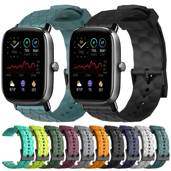 For Amazfit GTS 2 Mini 20mm Football Pattern Solid Color Silicone Watch Band(Lime Green)