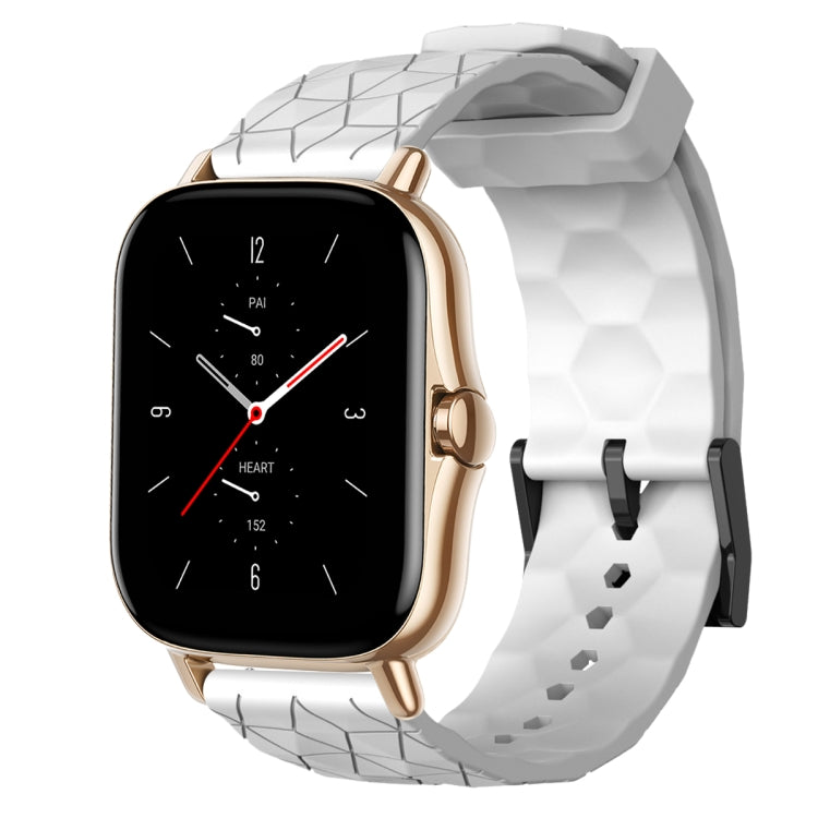 For Amazfit GTS 2 20mm Football Pattern Solid Color Silicone Watch Band(White)