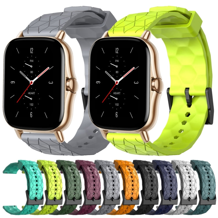 For Amazfit GTS 2 20mm Football Pattern Solid Color Silicone Watch Band(Yellow)