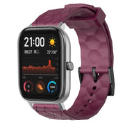 For Amazfit GTS 20mm Football Pattern Solid Color Silicone Watch Band(Wine Red)