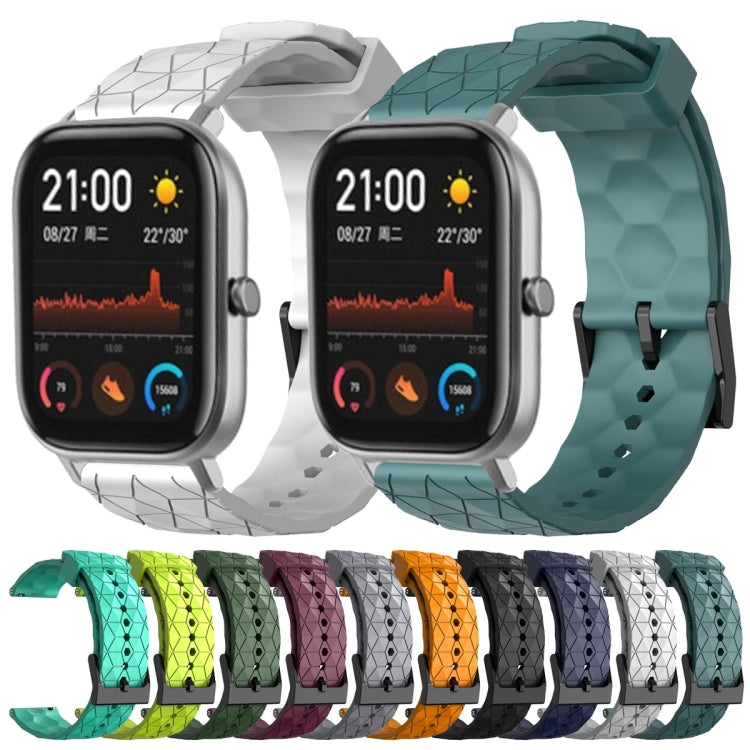 For Amazfit GTS 20mm Football Pattern Solid Color Silicone Watch Band(Wine Red)