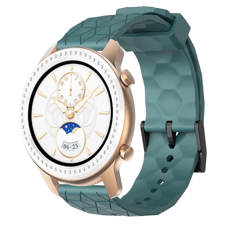 For Amazfit GTR 42mm 20mm Football Pattern Solid Color Silicone Watch Band(Rock Cyan)