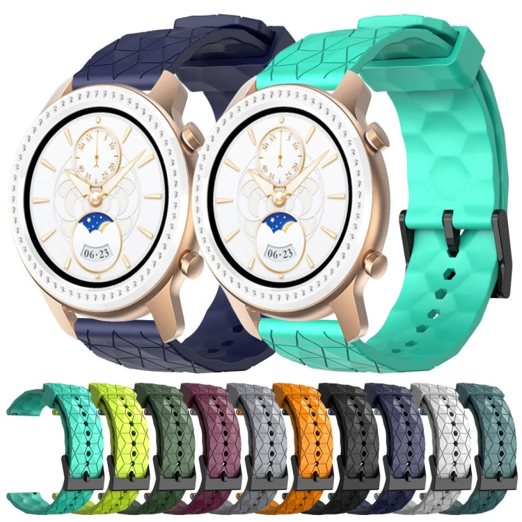 For Amazfit GTR 42mm 20mm Football Pattern Solid Color Silicone Watch Band(Rock Cyan)