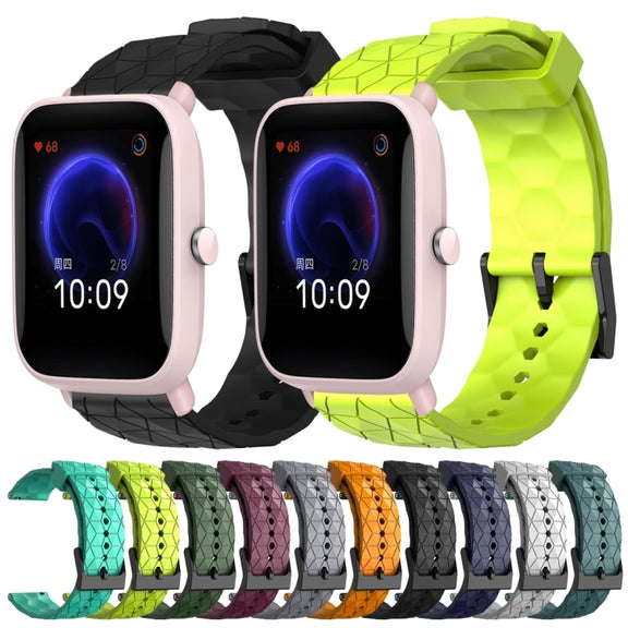 For Amazfit Pop Pro 20mm Football Pattern Solid Color Silicone Watch Band(Wine Red)