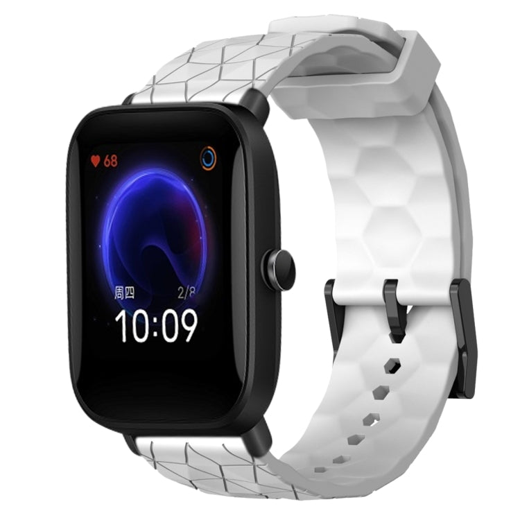 For Amazfit Pop 20mm Football Pattern Solid Color Silicone Watch Band(White)