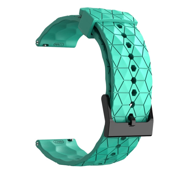 For Amazfit GTR 4 22mm Football Pattern Solid Color Silicone Watch Band(Teal)