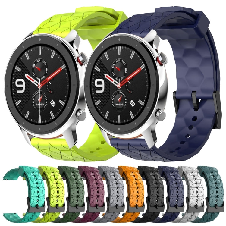 For Amazfit GTR 4 22mm Football Pattern Solid Color Silicone Watch Band(Yellow)