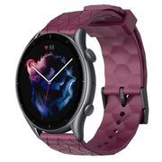For Amazfit GTR 3 22mm Football Pattern Solid Color Silicone Watch Band(Wine Red)