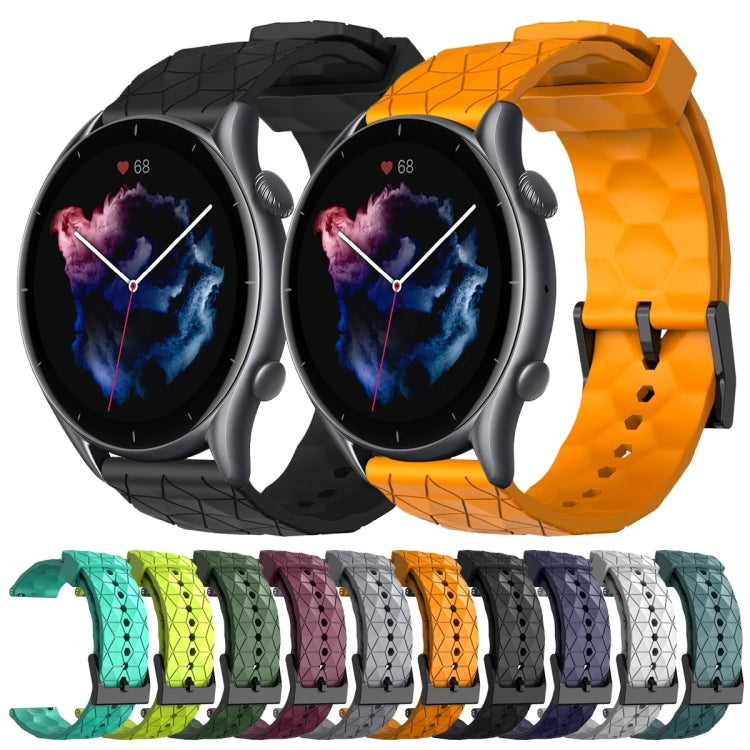 For Amazfit GTR 3 Pro 22mm Football Pattern Solid Color Silicone Watch Band(Teal)