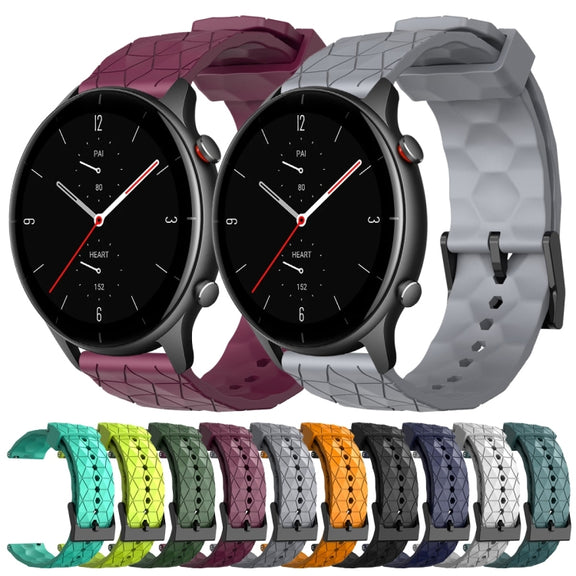 For Amazfit GTR 2e 22mm Football Pattern Solid Color Silicone Watch Band(Lime Green)