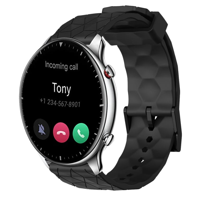 For Amazfit GTR 2 22mm Football Pattern Solid Color Silicone Watch Band(Black)