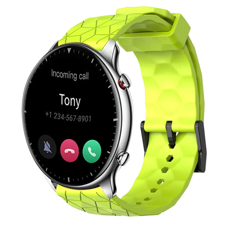 For Amazfit GTR 2 22mm Football Pattern Solid Color Silicone Watch Band(Lime Green)