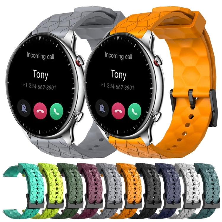 For Amazfit GTR 2 22mm Football Pattern Solid Color Silicone Watch Band(Teal)