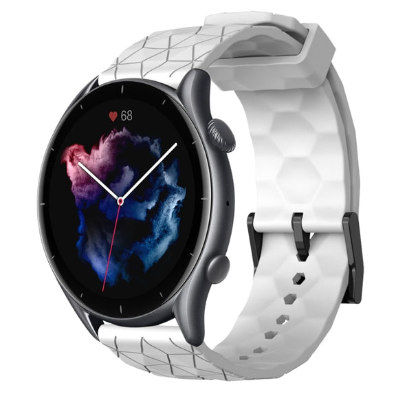 For Amazfit 3 22mm Football Pattern Solid Color Silicone Watch Band(White)