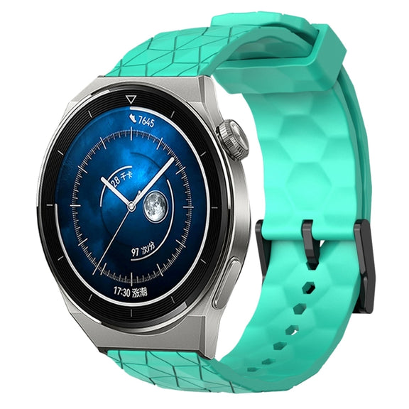 For Huawei Watch GT3 Pro 46mm 22mm Football Pattern Solid Color Silicone Watch Band(Teal)