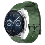 For Huawei Watch GT3 46mm 22mm Football Pattern Solid Color Silicone Watch Band(Army Green)