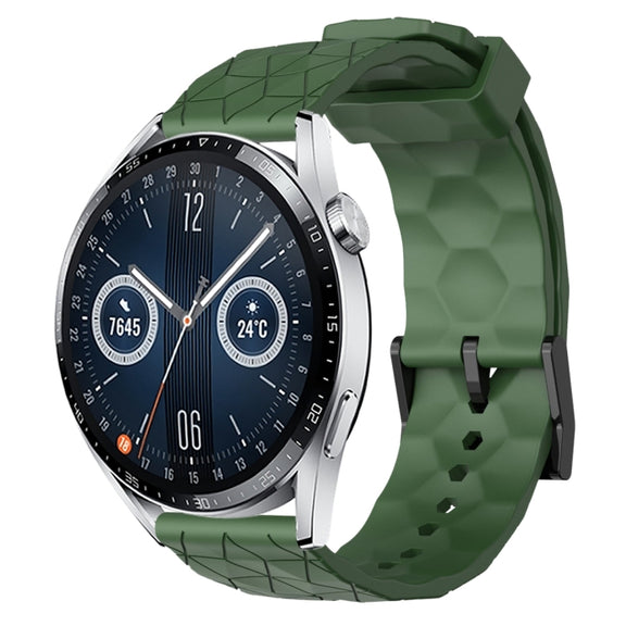 For Huawei Watch GT3 46mm 22mm Football Pattern Solid Color Silicone Watch Band(Army Green)