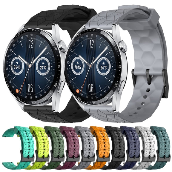 For Huawei Watch GT3 46mm 22mm Football Pattern Solid Color Silicone Watch Band(Army Green)