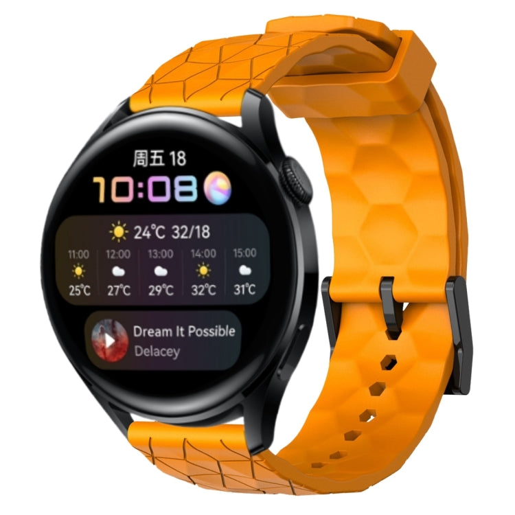 For Huawei Watch 3 22mm Football Pattern Solid Color Silicone Watch Band(Yellow)