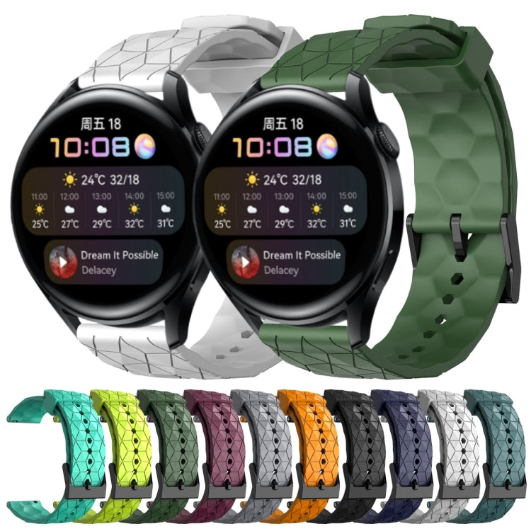 For Huawei Watch 3 22mm Football Pattern Solid Color Silicone Watch Band(Yellow)