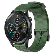 For Honor Magic Watch 2 46mm 22mm Football Pattern Solid Color Silicone Watch Band(Army Green)