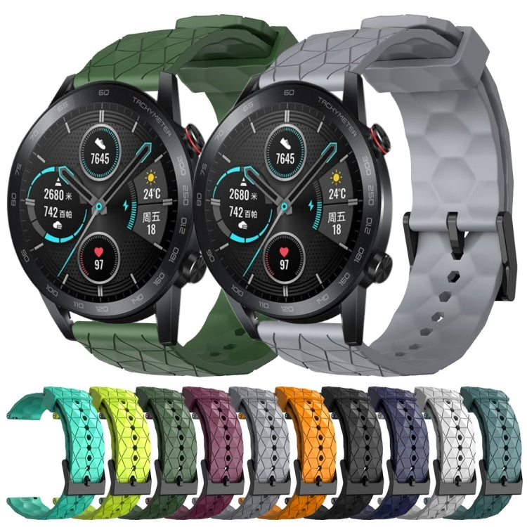For Honor Magic Watch 2 46mm 22mm Football Pattern Solid Color Silicone Watch Band(Rock Cyan)