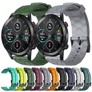 For Honor Magic Watch 2 46mm 22mm Football Pattern Solid Color Silicone Watch Band(Teal)