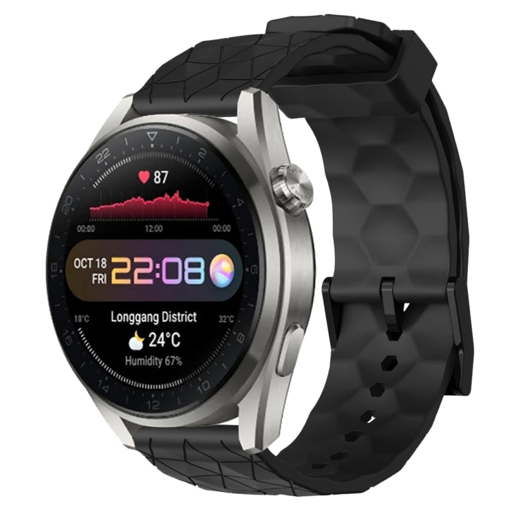 For Huawei Watch 3 Pro New 22mm Football Pattern Solid Color Silicone Watch Band(Black)