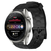 For Huawei Watch 3 Pro New 22mm Football Pattern Solid Color Silicone Watch Band(Black)