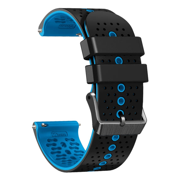 For Amazfit GTR 4 Pro 22mm Perforated Two-Color Silicone Watch Band(Black+Blue)
