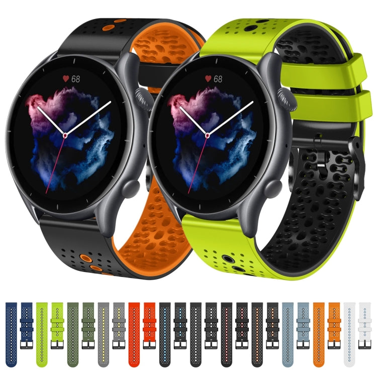 For Amazfit GTR 3 22mm Perforated Two-Color Silicone Watch Band(Black+Orange)
