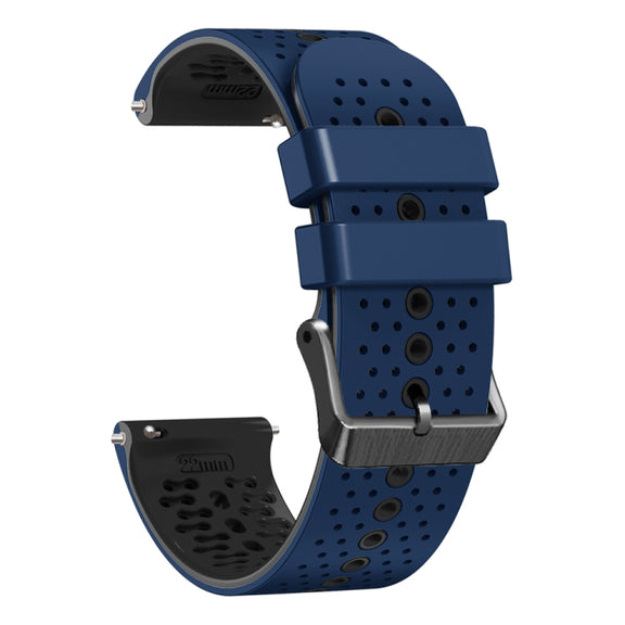 For Amazfit GTR 2e 22mm Perforated Two-Color Silicone Watch Band(Midnight Blue+Black)