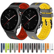 For Amazfit GTR 2e 22mm Perforated Two-Color Silicone Watch Band(Midnight Blue+Black)
