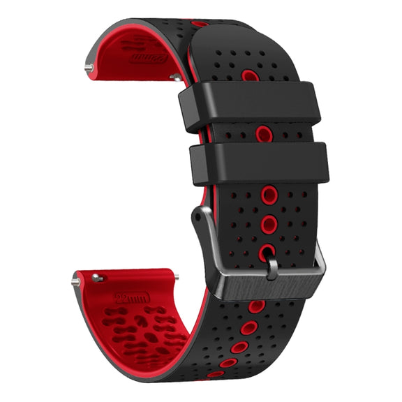 For Amazfit GTR 2 22mm Perforated Two-Color Silicone Watch Band(Black+Red)