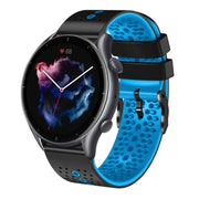 For Amazfit 3 22mm Perforated Two-Color Silicone Watch Band(Black+Blue)