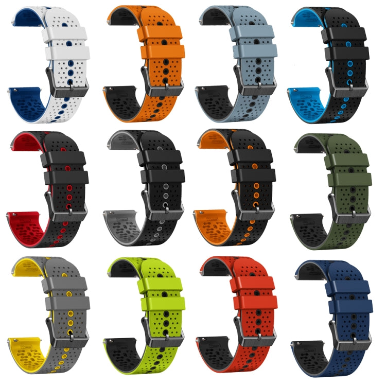 For Amazfit 3 22mm Perforated Two-Color Silicone Watch Band(Black+Blue)
