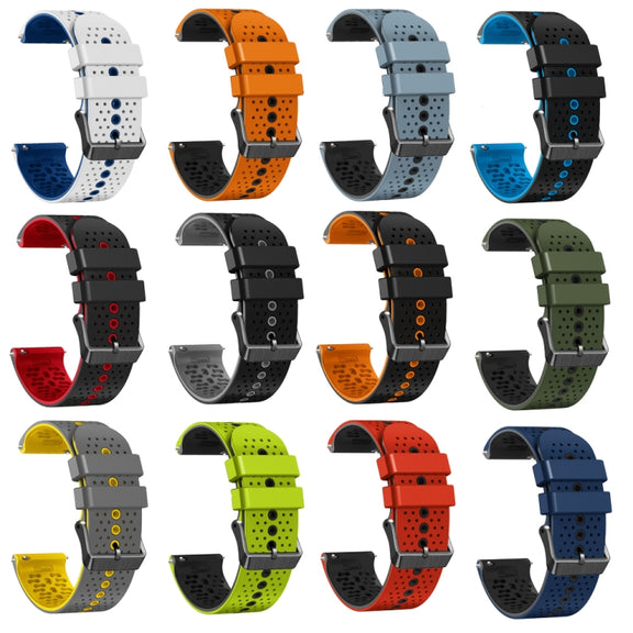 For Amazfit 3 22mm Perforated Two-Color Silicone Watch Band(Black+Blue)