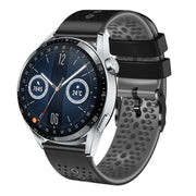 For Huawei Watch GT3 46mm 22mm Perforated Two-Color Silicone Watch Band(Black+Grey)