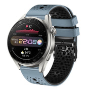 For Huawei Watch 3 Pro 22mm Perforated Two-Color Silicone Watch Band(Blue+Grey)