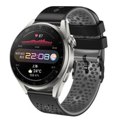 For Huawei Watch 3 Pro 22mm Perforated Two-Color Silicone Watch Band(Black+Grey)