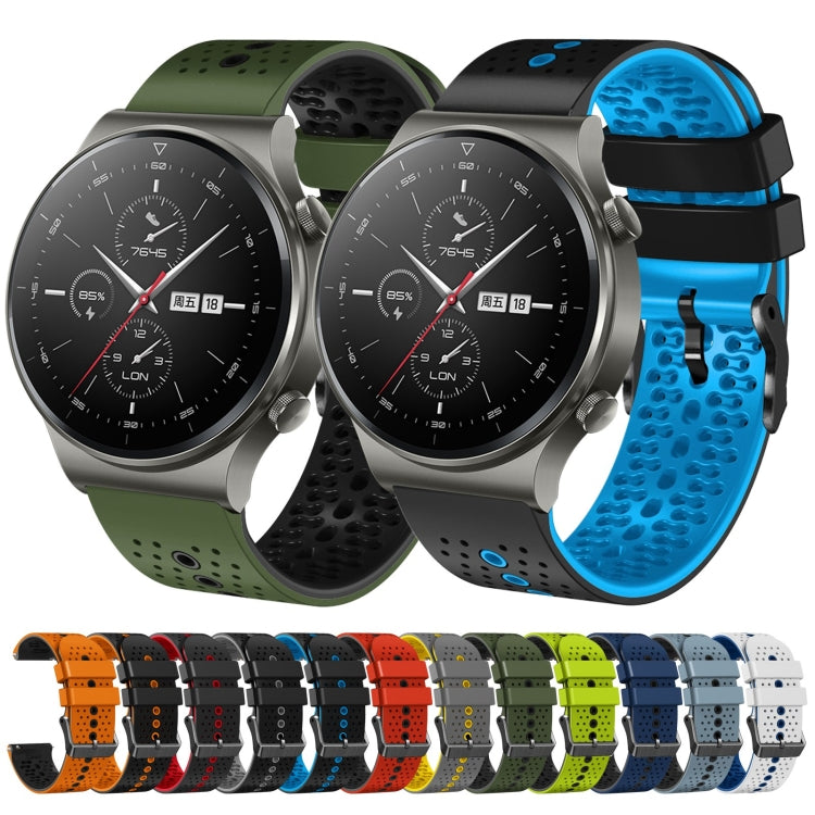 For Huawei GT2 Pro 22mm Perforated Two-Color Silicone Watch Band(Orange+Black)