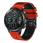 For Honor Magic Watch 2 46mm 22mm Perforated Two-Color Silicone Watch Band(Red+Black)