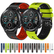 For Honor Magic Watch 2 46mm 22mm Perforated Two-Color Silicone Watch Band(Red+Black)
