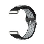 For Fitbit Sense 2 Two-Color Perforated Breathable Silicone Watch Band(Black+Grey)