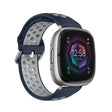 For Fitbit Sense Two-Color Perforated Breathable Silicone Watch Band(Dark Blue+Grey) - free shipping - PMC TechLife - Order now!