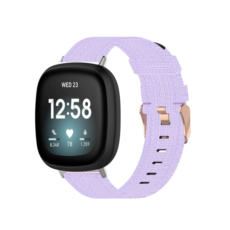 For Fitbit Versa 3 Nylon Weave Canvas Watch Band(Light Purple)