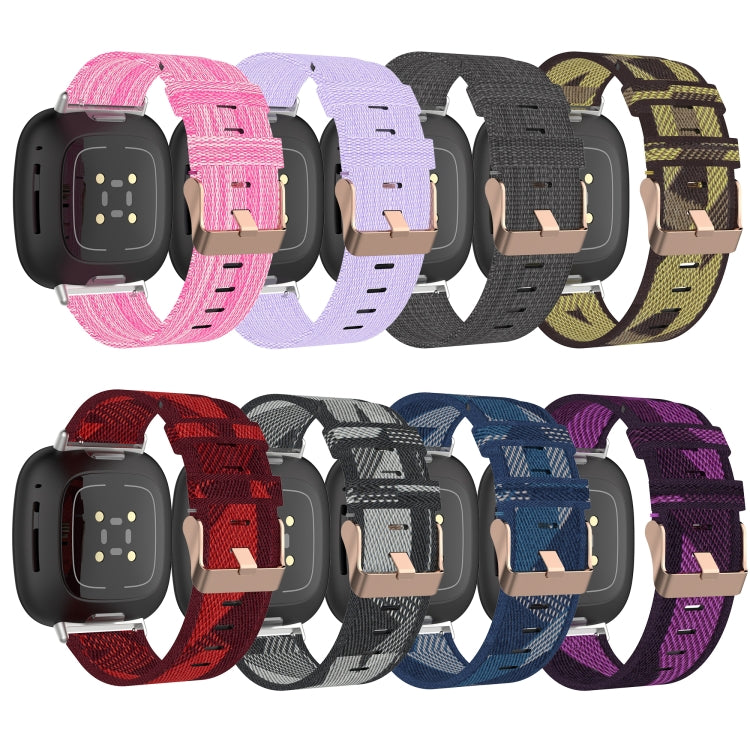 For Fitbit Versa 3 Nylon Weave Canvas Watch Band(Grey)