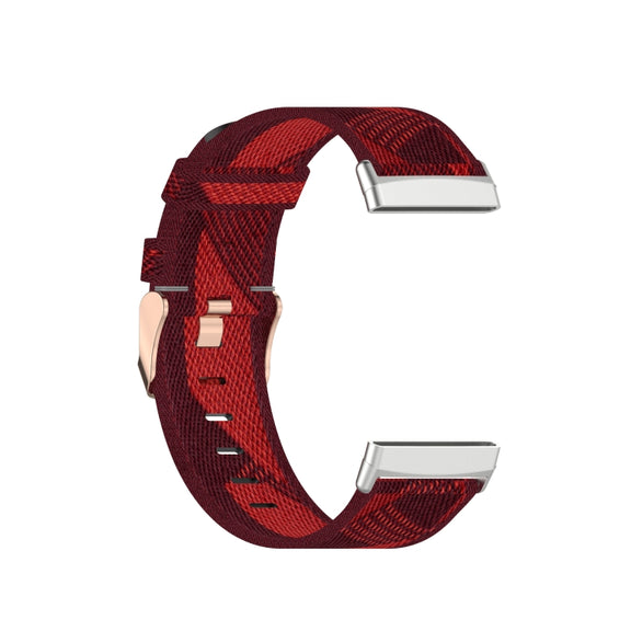 For Fitbit Sense Nylon Weave Canvas Watch Band(Red)