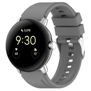 For Google Pixel Watch Metal Connector + Solid Color Silicone Watch Band(Grey)